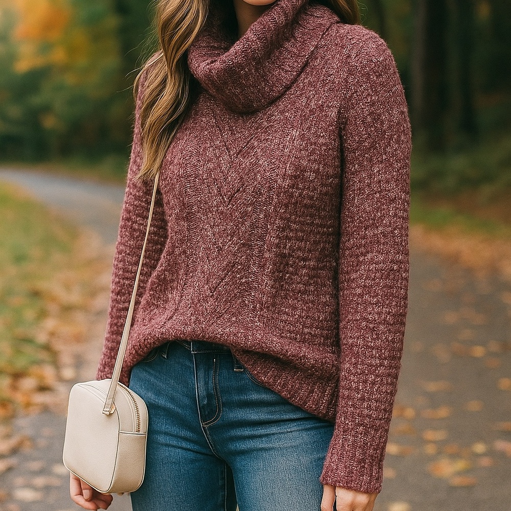 DYNAMITE - Wool blend Purple Turleneck Sweater - XS